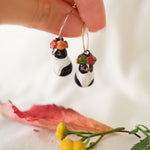Rabbit earrings with wreath of leaves