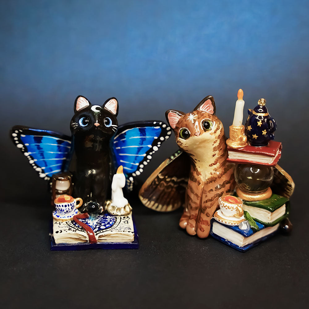 Tabby cat with dusty treasures