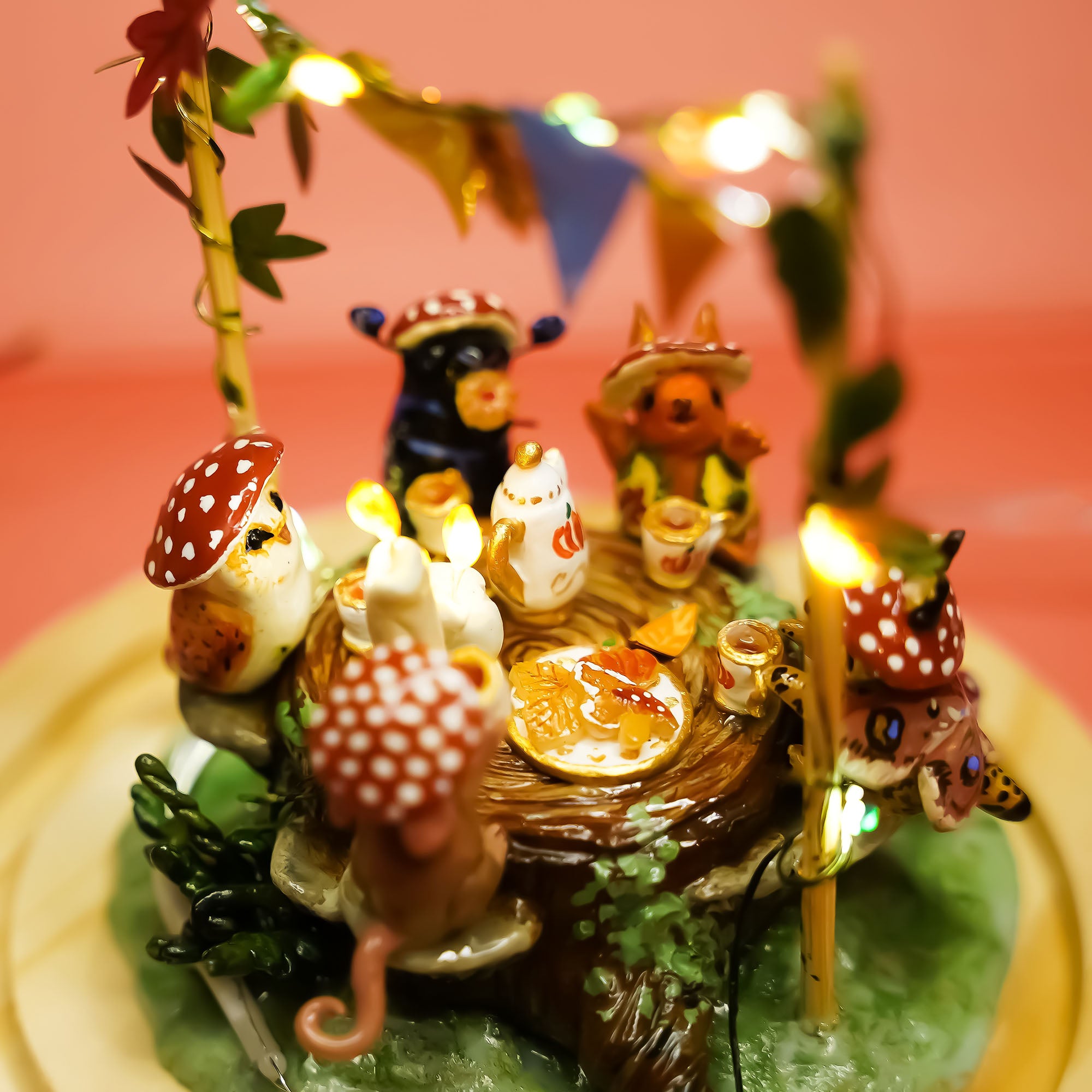 Autumn/ Toadstool party - diorama with forest animals