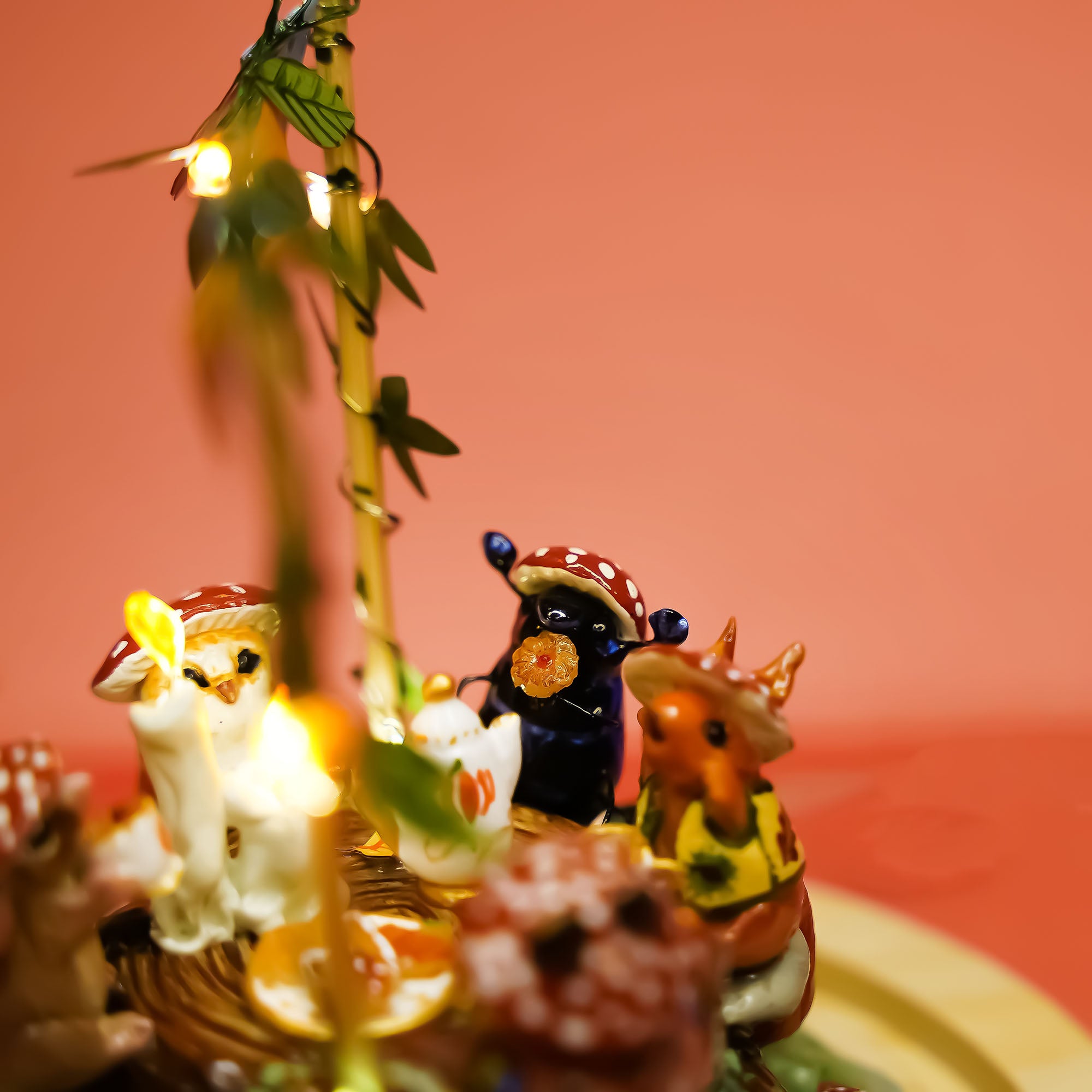 Autumn/ Toadstool party - diorama with forest animals