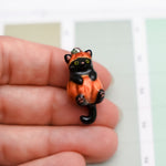 Black Cat in a pumpkin pendant