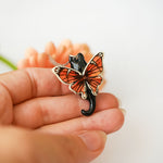Black and white cat with butterfly wings pendant