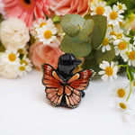 Black Catfly with pink butterfly wings