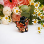 Black Catfly with pink butterfly wings