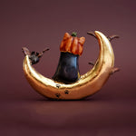 Black cat on the Moon figurine