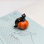 Black Cat on a pumpkin pendant