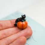 Black Cat on a pumpkin pendant