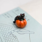 Black Cat on a pumpkin pendant