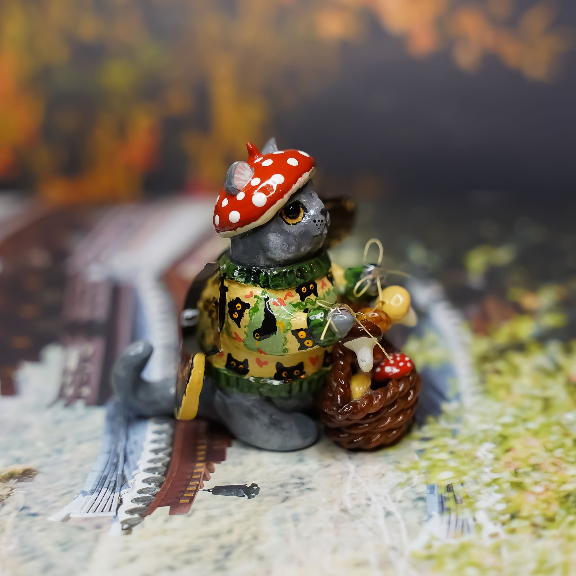 Mushroom picker British cat