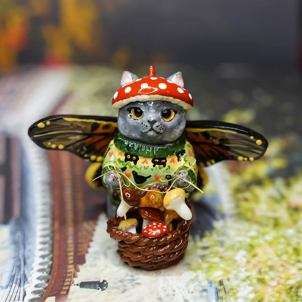 Mushroom picker British cat