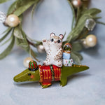 Snow Leopard with Crocodile