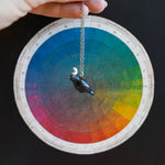 Crow with a silver moon pendant