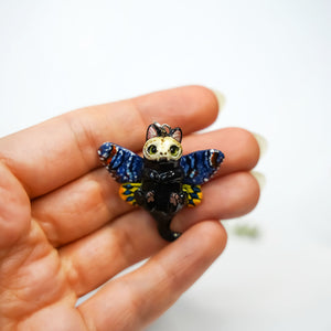 Death head black cat pendant