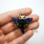 Death head black cat pendant