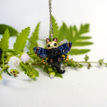 Death head black cat pendant