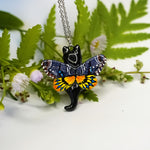 Death head black cat pendant