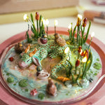 Sleeping dragon with curious ducks - diorama