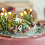 Sleeping dragon with curious ducks - diorama