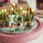 Sleeping dragon with curious ducks - diorama