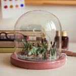 Sleeping dragon with curious ducks - diorama