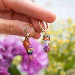 Jumping foxes with flowers earrings