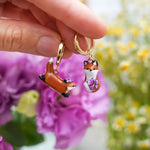 Jumping foxes with flowers earrings