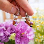 Jumping foxes with flowers earrings