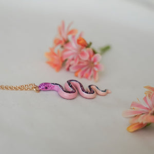 Matte pastel snake with shiny galaxy stripe necklace