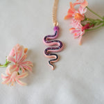 Matte pastel snake with shiny galaxy stripe necklace