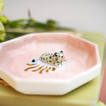 Porcelain jewelry tray with a leopard