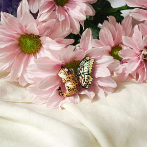 Leopard with butterfly wings pendant