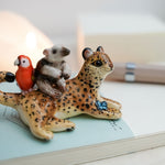 Leopard with Tamandua and Macaw figurine