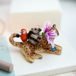 Leopard with Tamandua and Macaw figurine