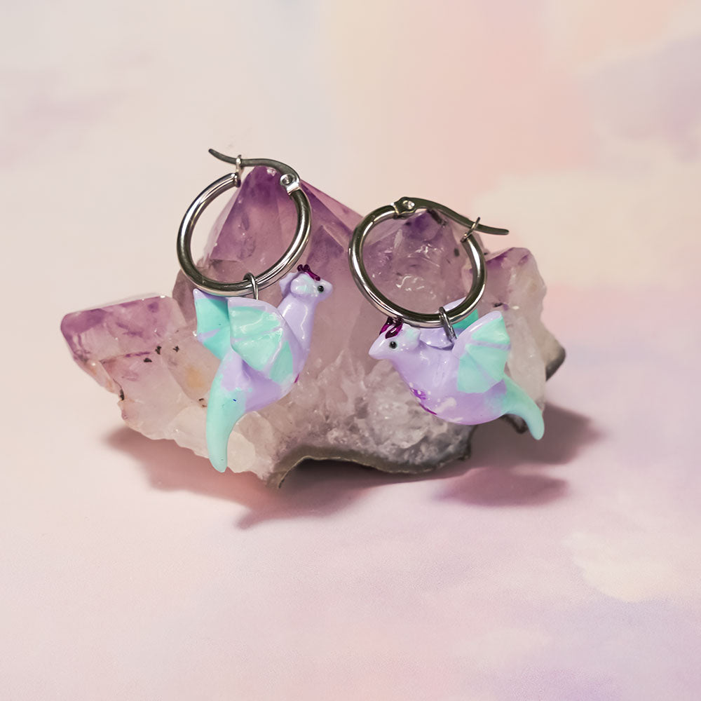 Lilac-blue dragons earrings