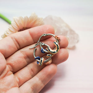 Mini galaxy pastel snake earrings - silver