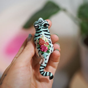 Mint tiger with flowers