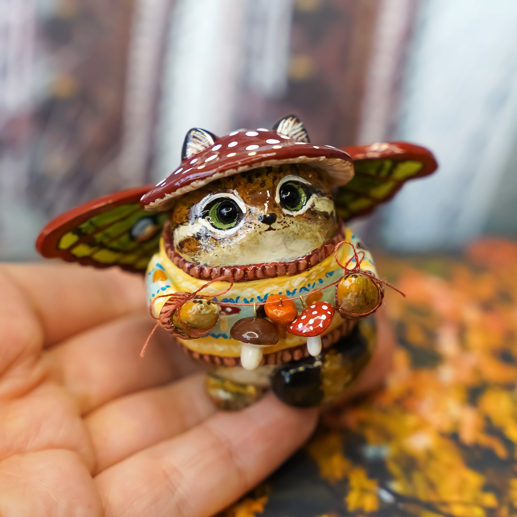 Pallas cat with mashrooms