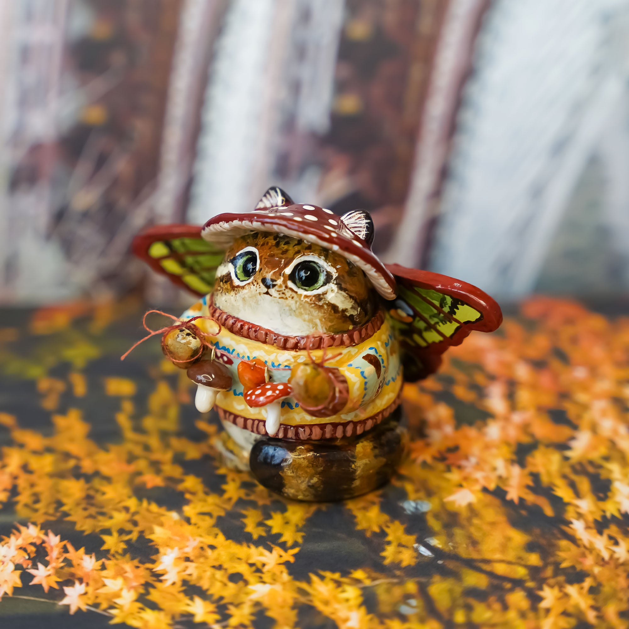 Pallas cat with mashrooms