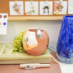Dyed Porcelain vase with a panda