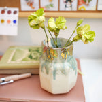Ceramic vase with two Cockatiels Parrots