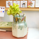 Ceramic vase with two Cockatiels Parrots
