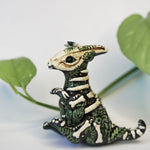 Parasaurolophus with labradorite fossil figurine