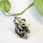Parasaurolophus with labradorite fossil figurine