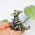 Parasaurolophus with labradorite fossil figurine