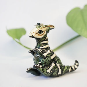 Parasaurolophus with labradorite fossil figurine