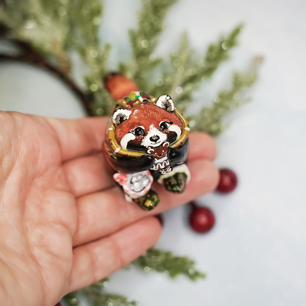 Red panda with cozy stuff