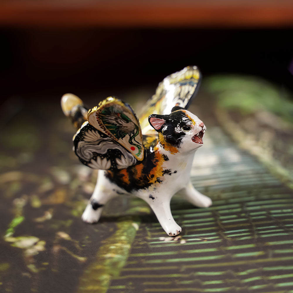 Tsuru Cat - Japanese Catflies figurine art figurine handmade