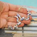 Blue flowers snake earrings