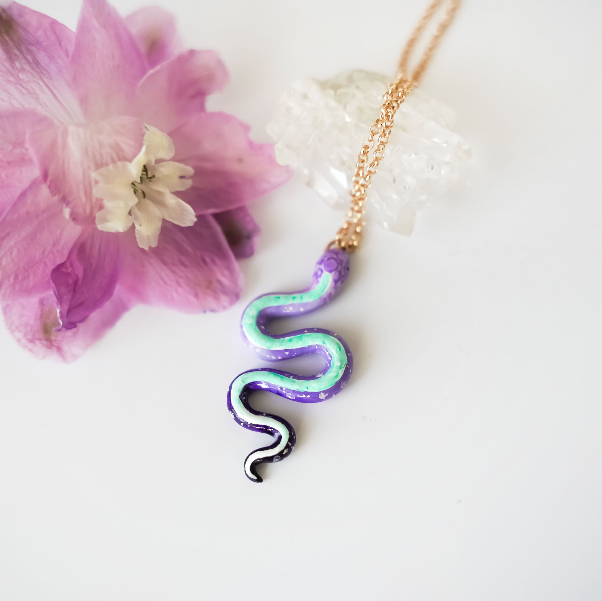 Lilac snake necklace