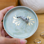 Ceramic jewelry tray with a Snow Leopard